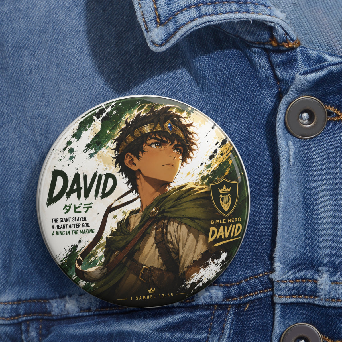 Anime David Pin Button — Vintage Adventure Character Badge
