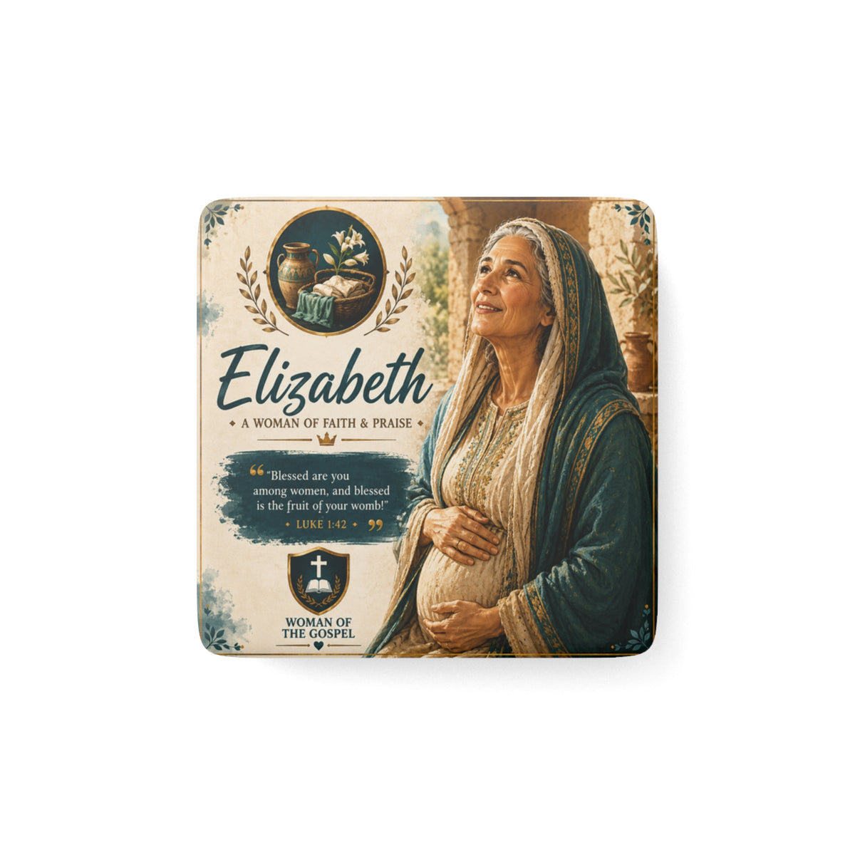 Elizabeth Porcelain Square Magnet — Woman of Faith Inspirational Religious Gift
