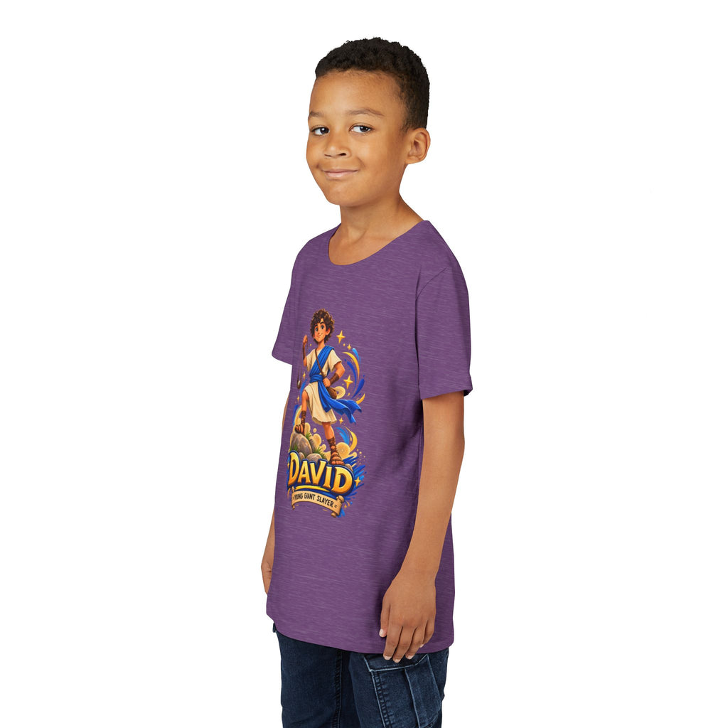 Youth Tee — “David” Biblical Kids Shirt (Courageous Little Hero)