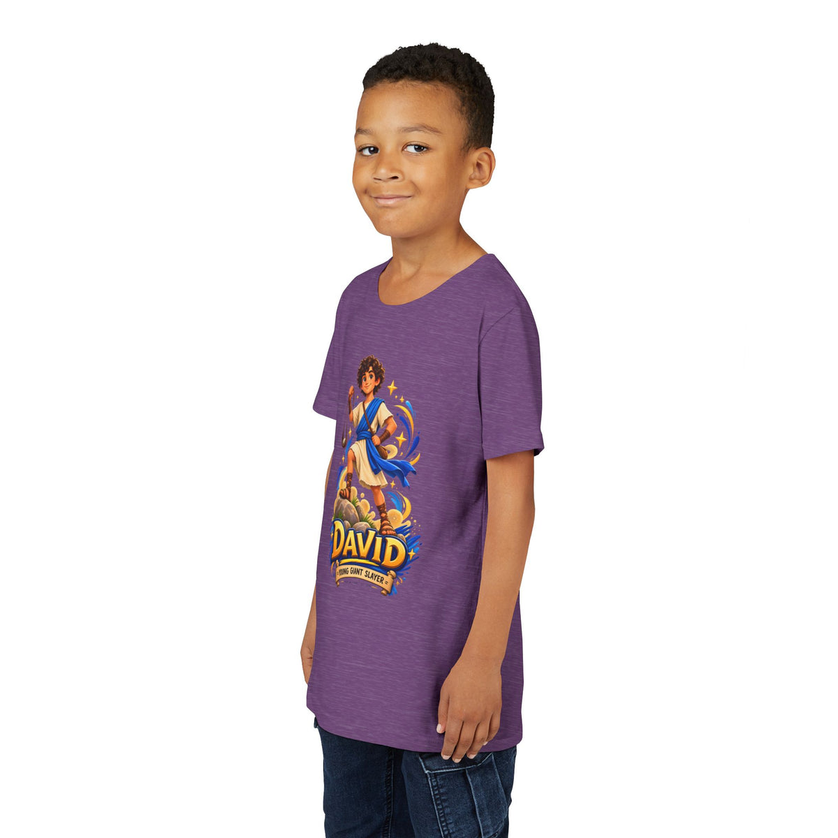 Youth Tee — “David” Biblical Kids Shirt (Courageous Little Hero)