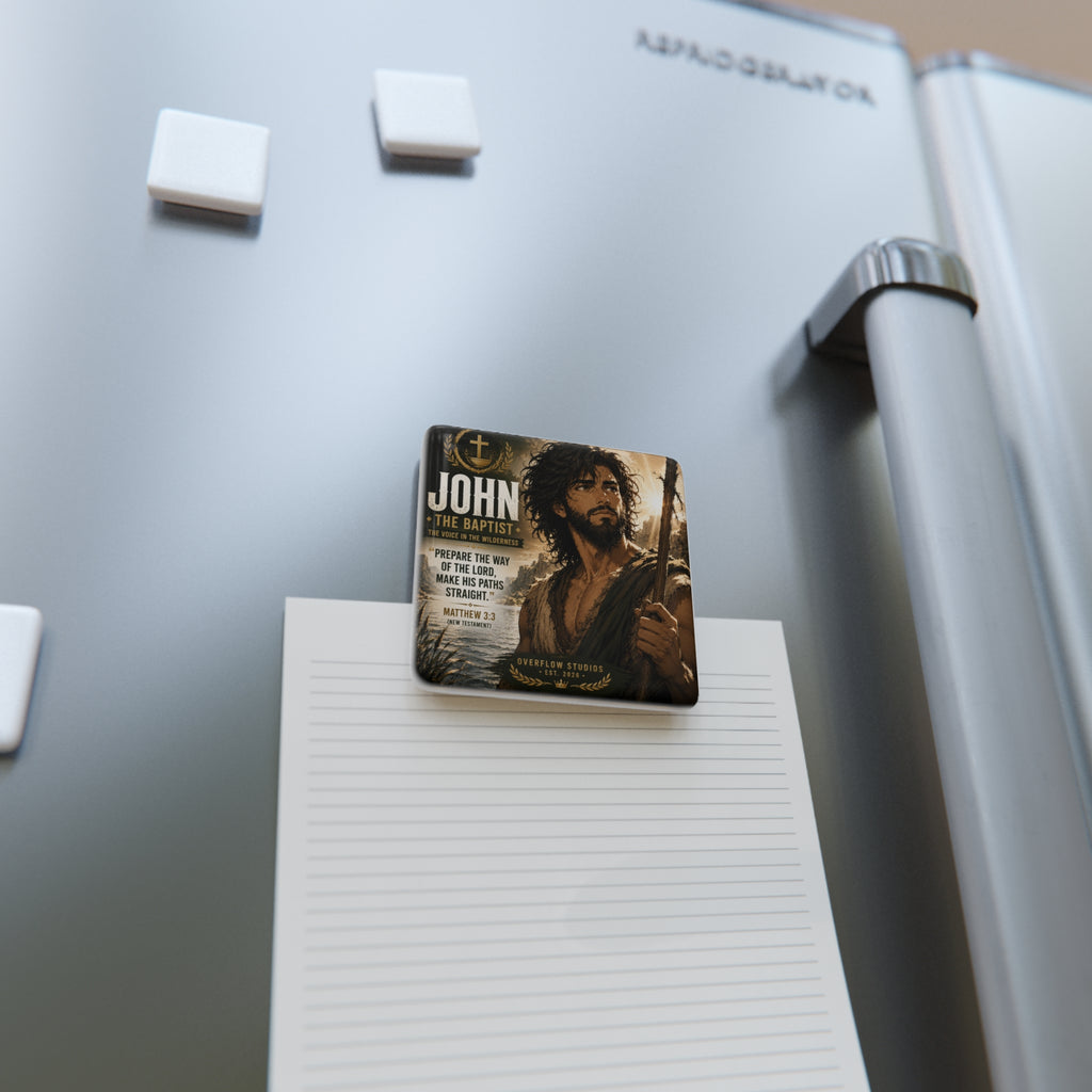 John the Baptist Porcelain Square Magnet — Biblical Matthew 3:3 Inspirational Religious Decor