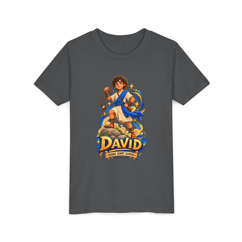 Youth Tee — “David” Biblical Kids Shirt (Courageous Little Hero)