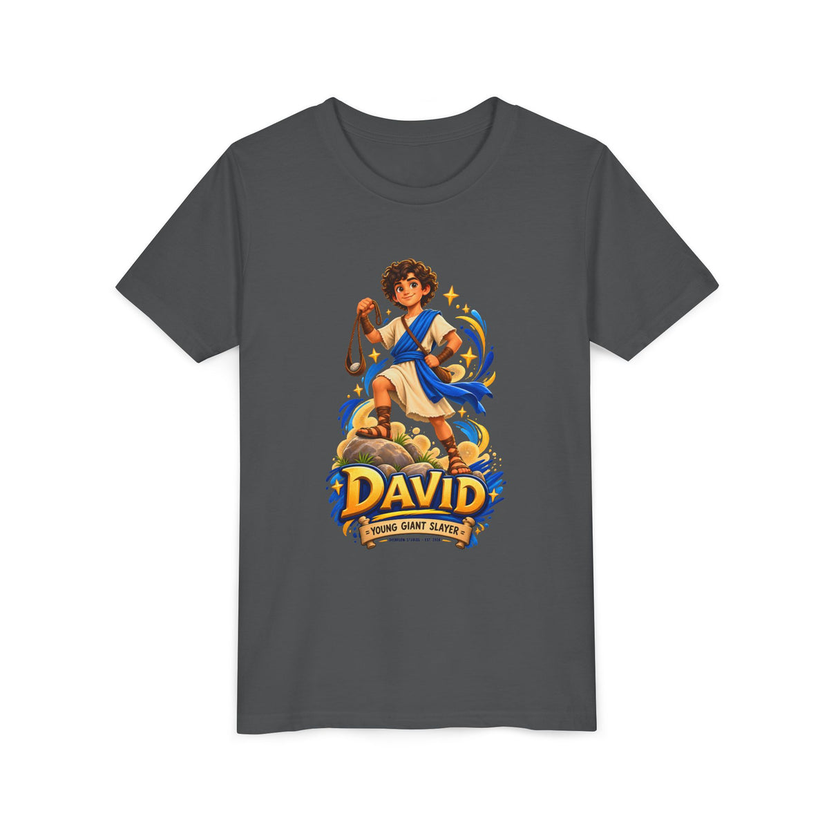 Youth Tee — “David” Biblical Kids Shirt (Courageous Little Hero)