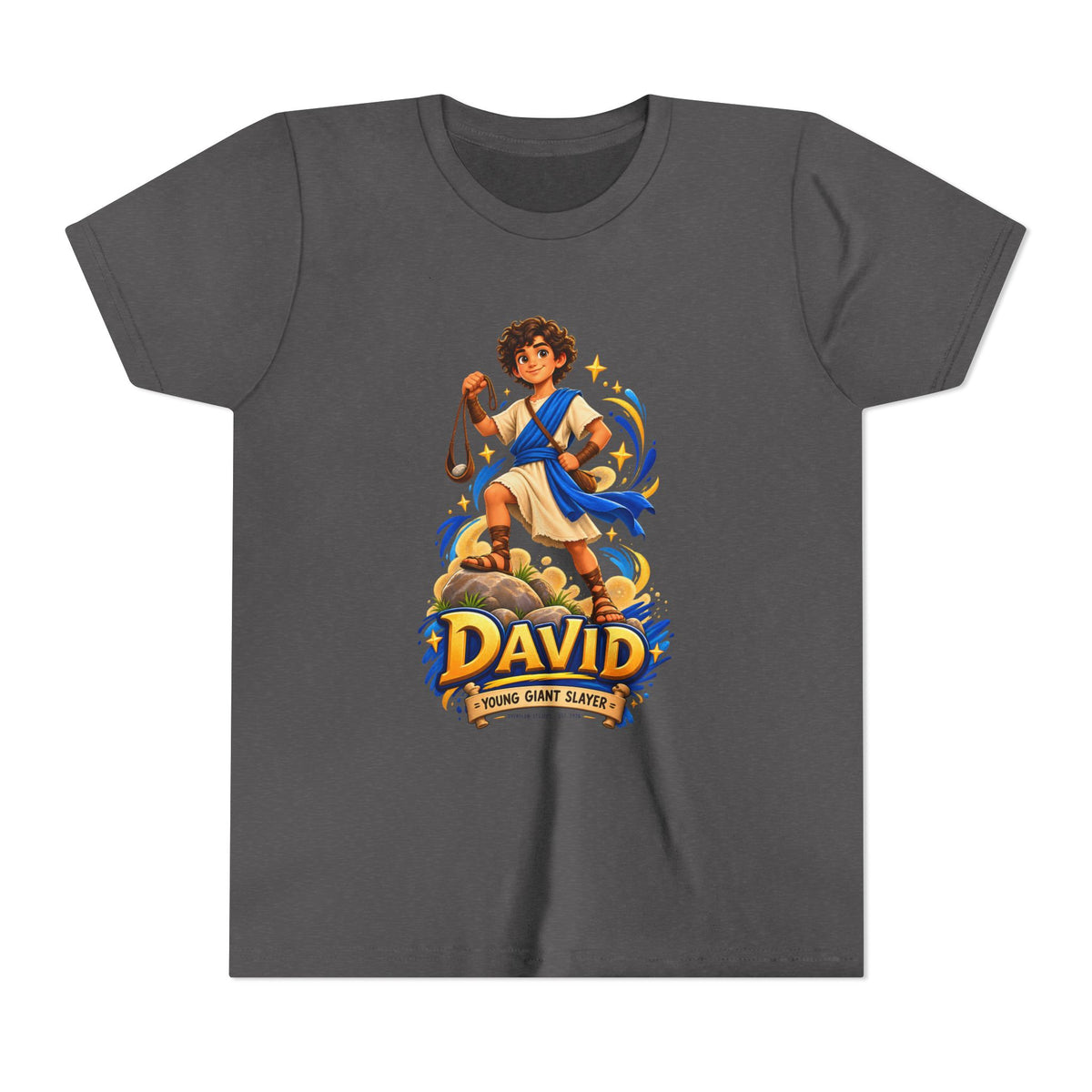 Youth Tee — “David” Biblical Kids Shirt (Courageous Little Hero)