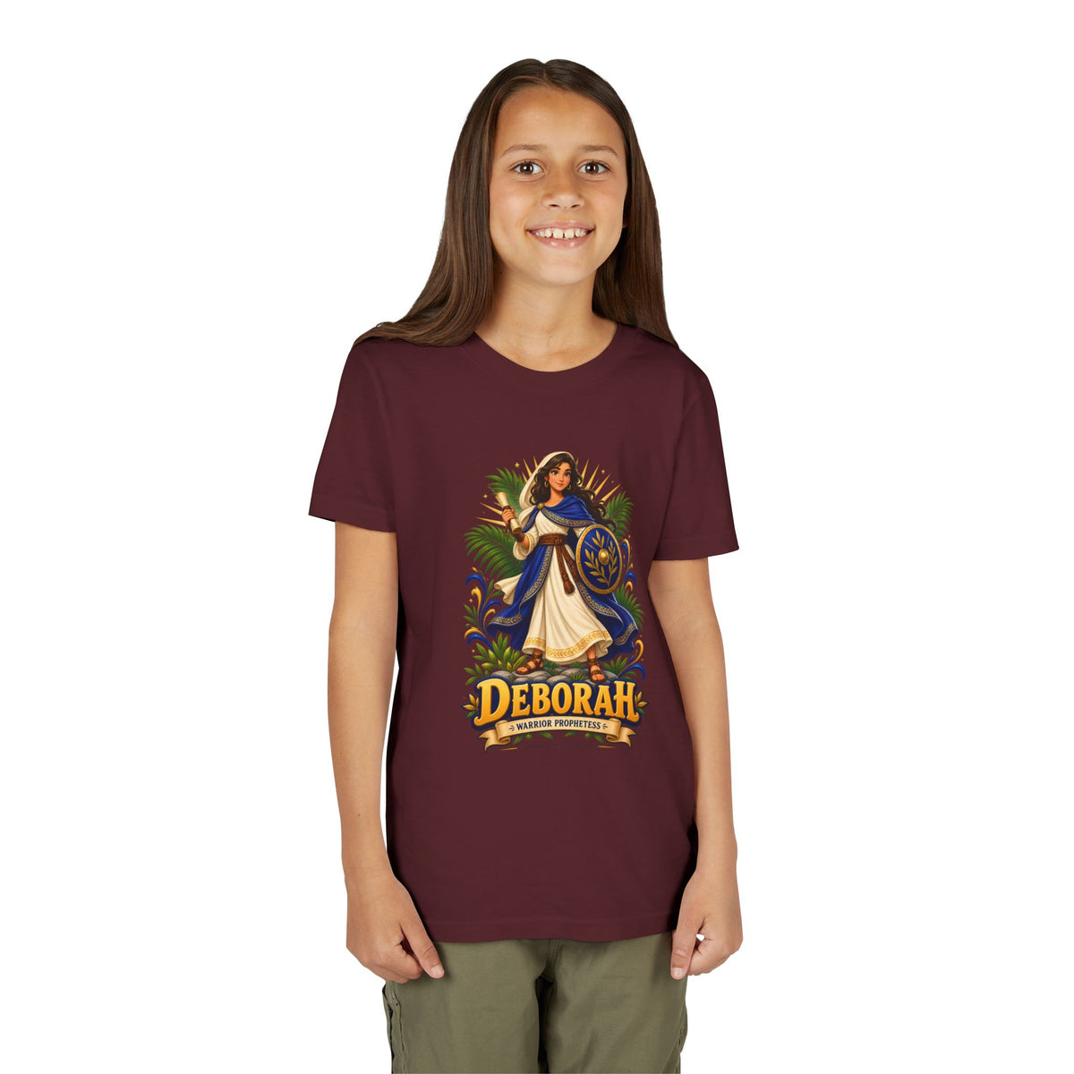 Deborah Biblical Heroine Youth Tee — "Deborah" Illustrated Name Shirt