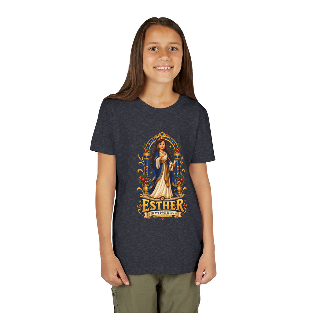 Youth Tee — "Esther" Illustrated Biblical Princess Graphic Shirt