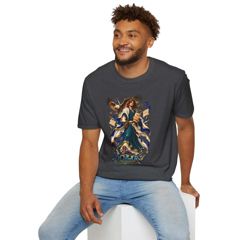 John T-Shirt — Inspirational Archangel Design with Eagle & Scrolls