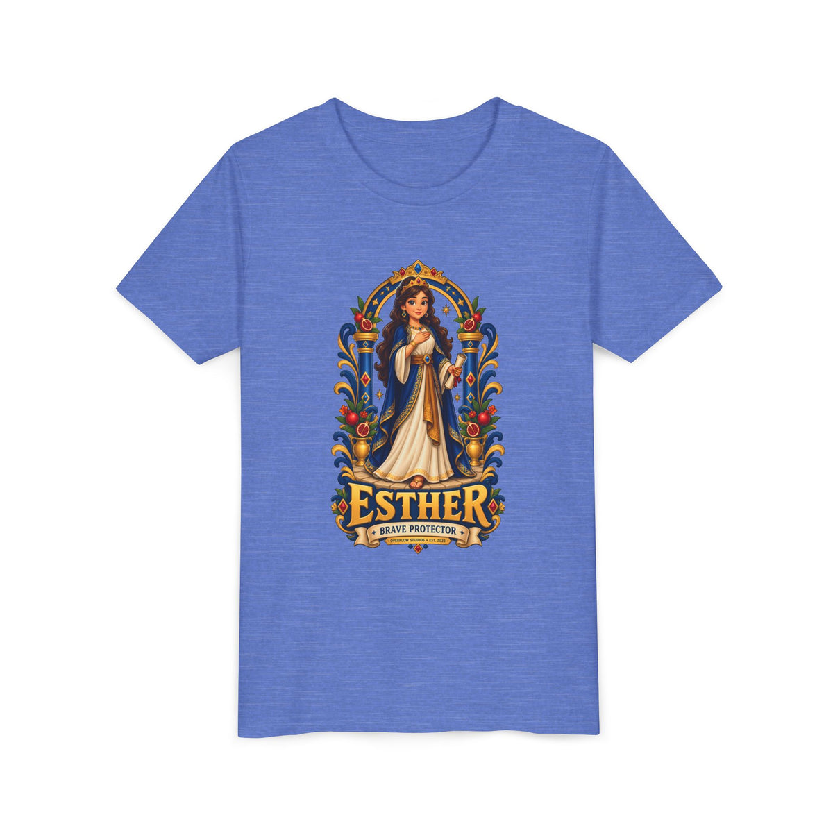 Youth Tee — "Esther" Illustrated Biblical Princess Graphic Shirt