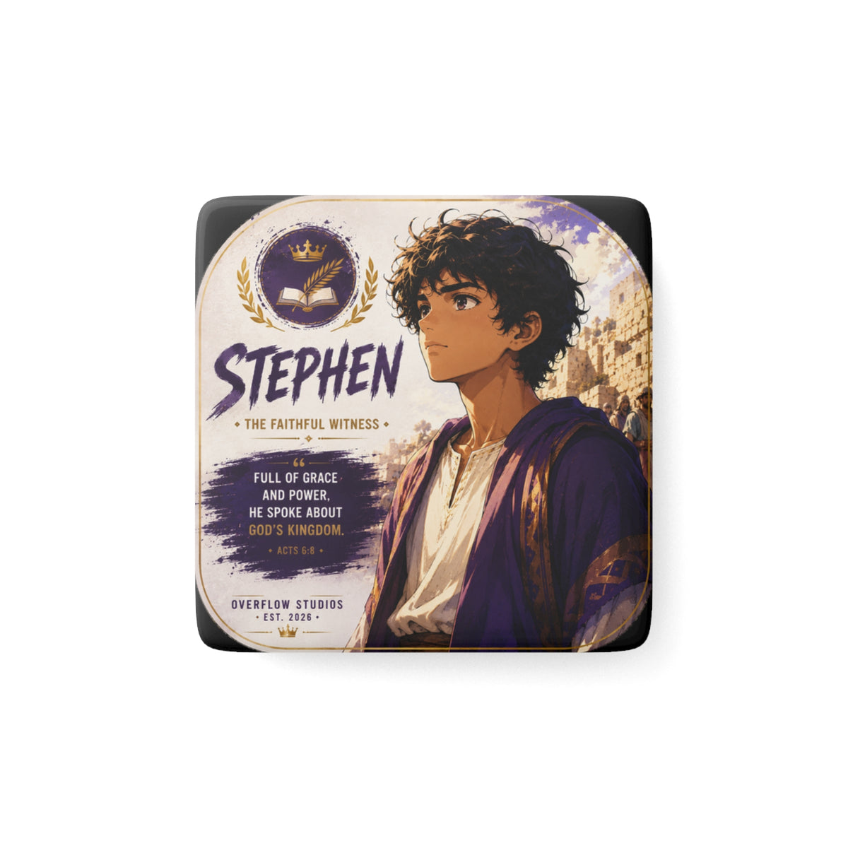 Stephen Portrait Porcelain Magnet — 'The Faithful Witness' Inspirational Bible Character Magnet