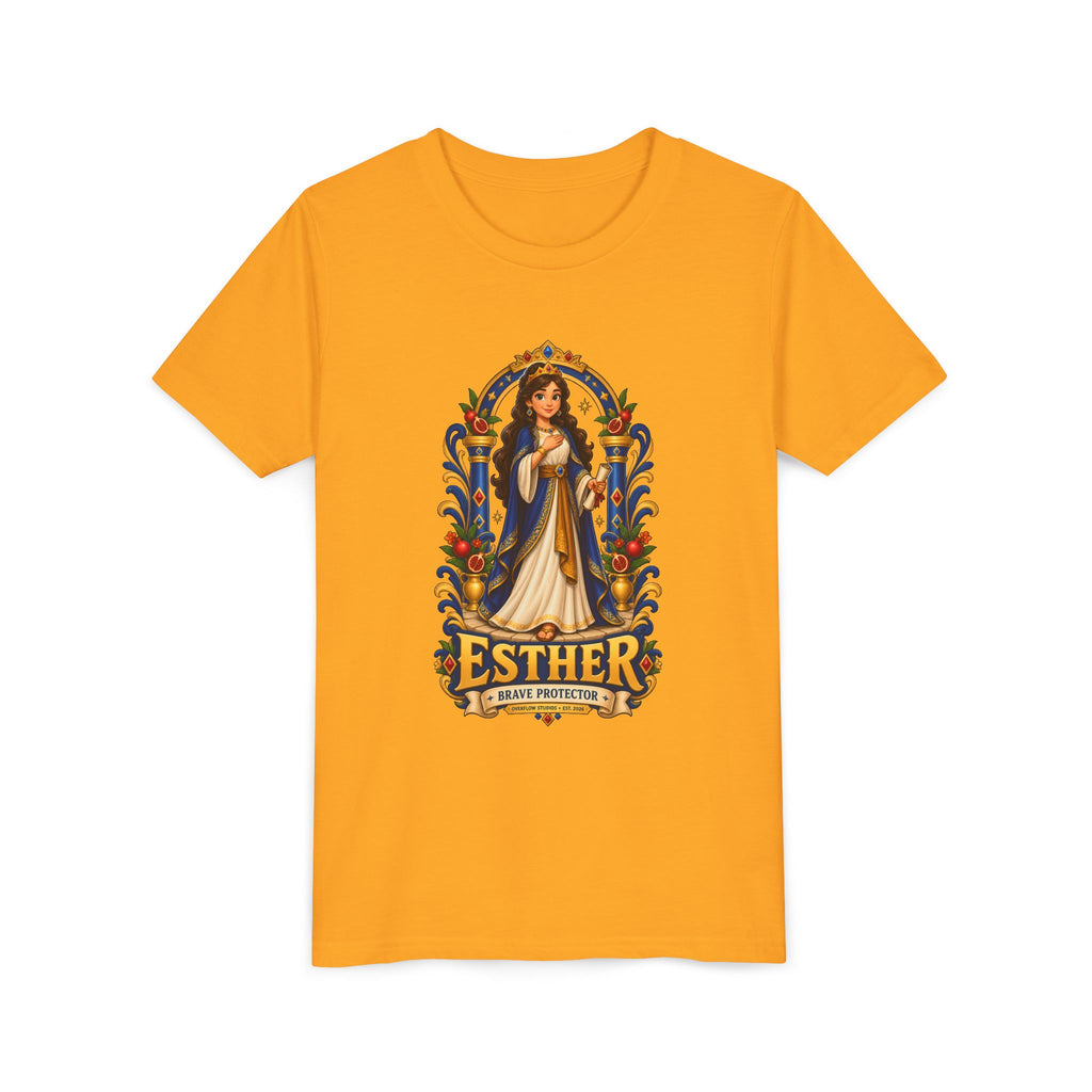 Youth Tee — "Esther" Illustrated Biblical Princess Graphic Shirt