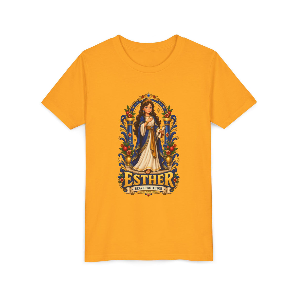 Youth Tee — "Esther" Illustrated Biblical Princess Graphic Shirt