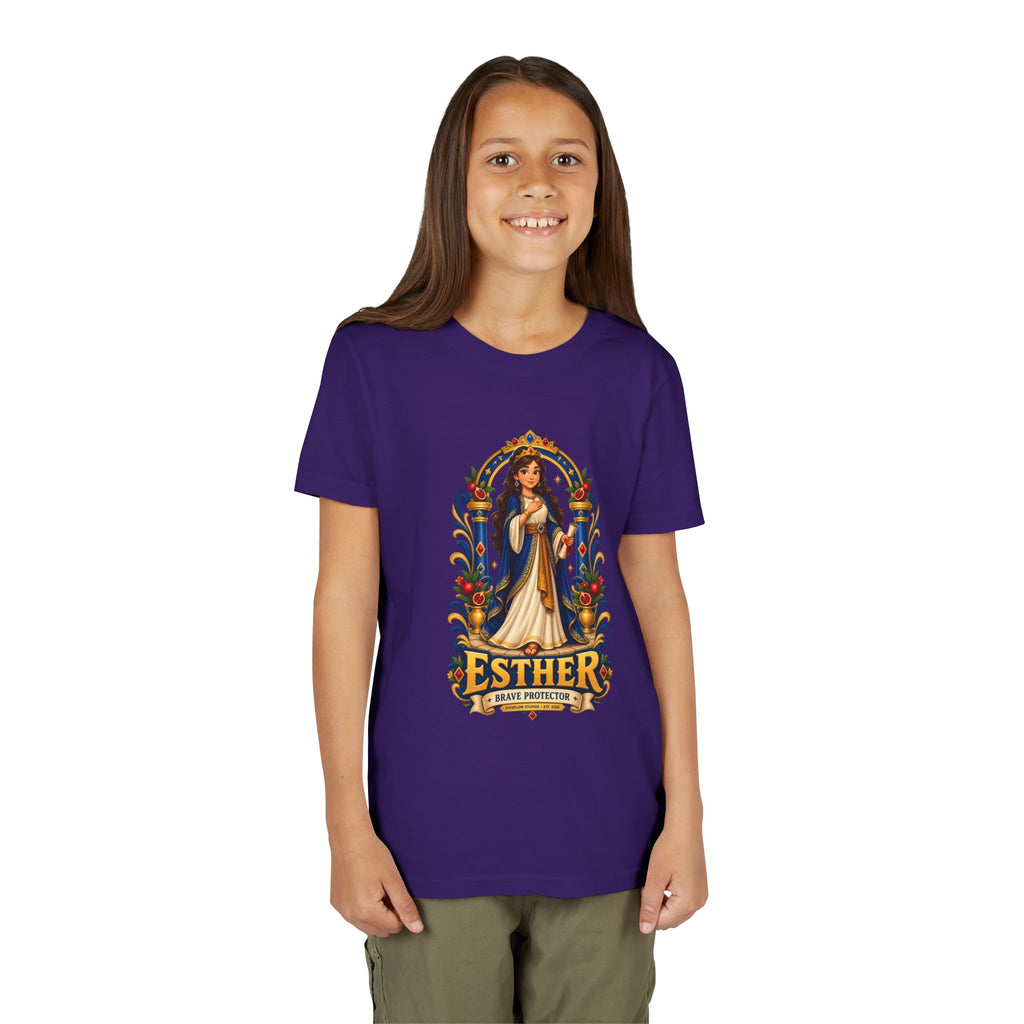 Youth Tee — "Esther" Illustrated Biblical Princess Graphic Shirt