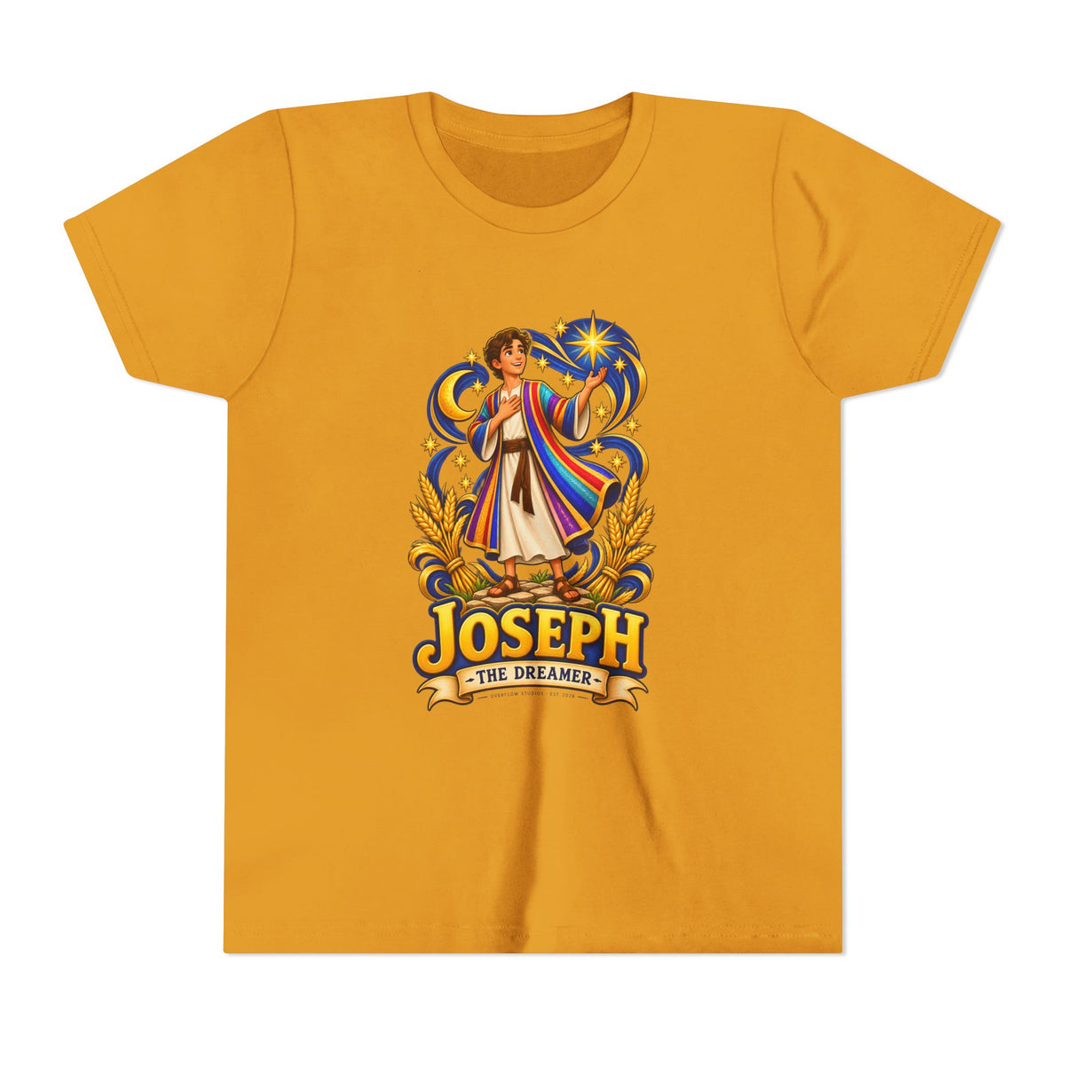 Joseph the Dreamer Youth T‑Shirt — Colorful Biblical Coat Design
