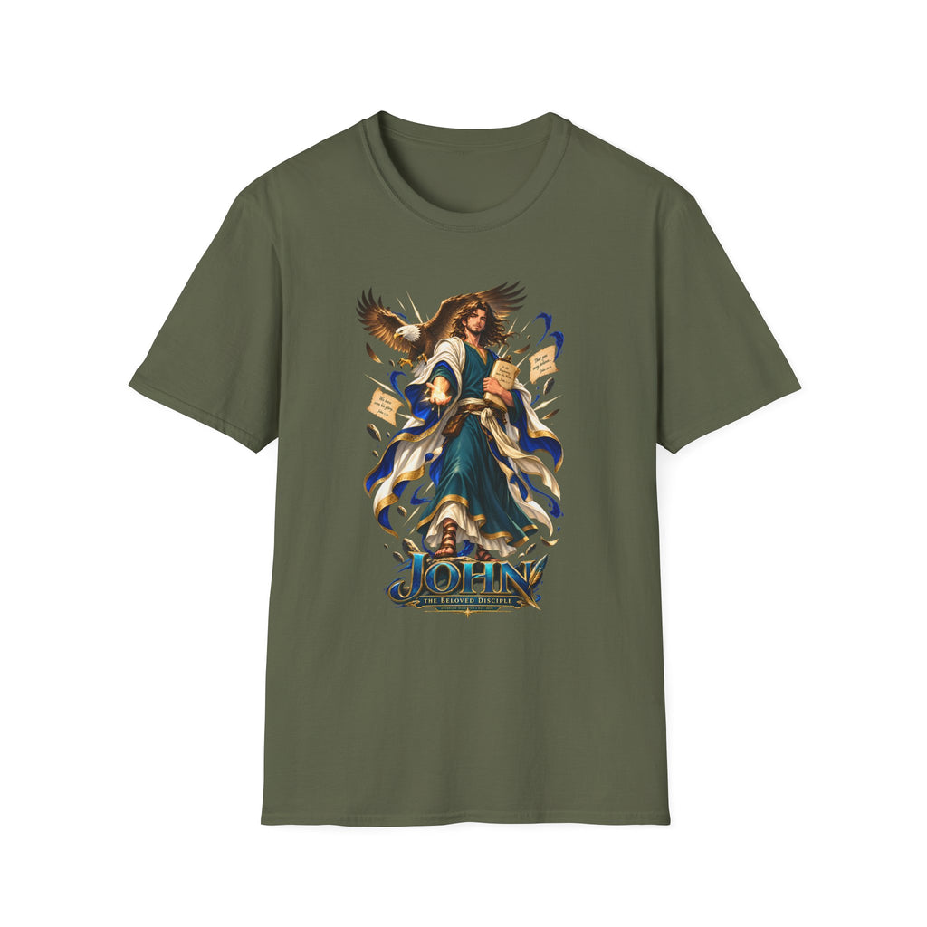 John T-Shirt — Inspirational Archangel Design with Eagle & Scrolls