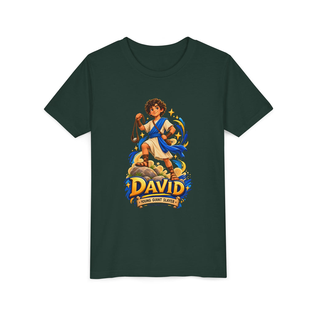Youth Tee — “David” Biblical Kids Shirt (Courageous Little Hero)