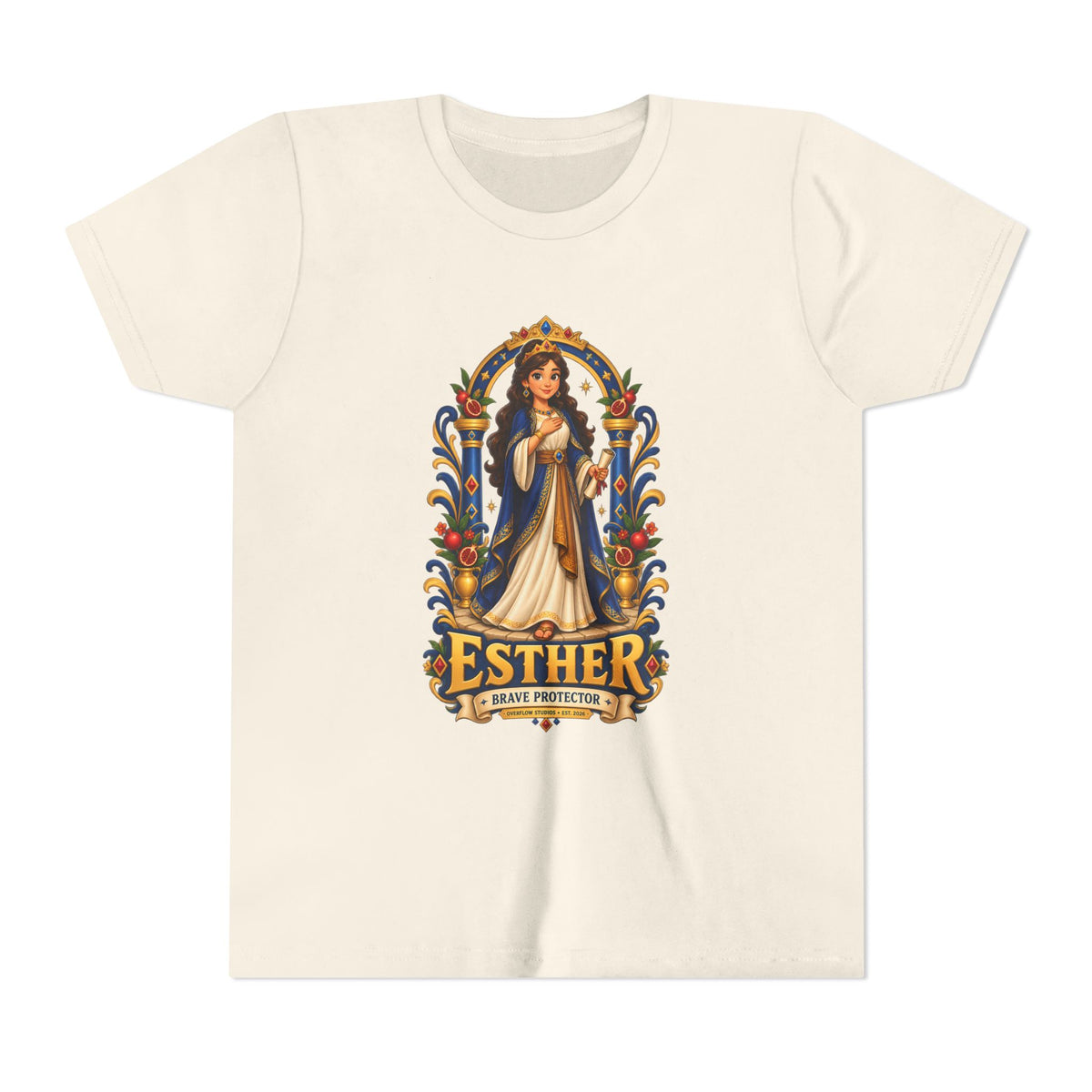 Youth Tee — "Esther" Illustrated Biblical Princess Graphic Shirt