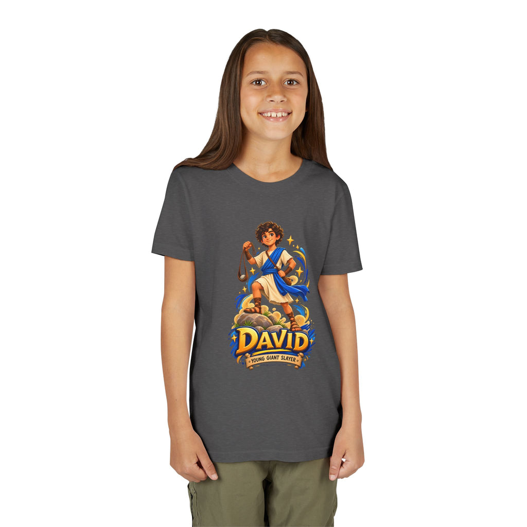 Youth Tee — “David” Biblical Kids Shirt (Courageous Little Hero)