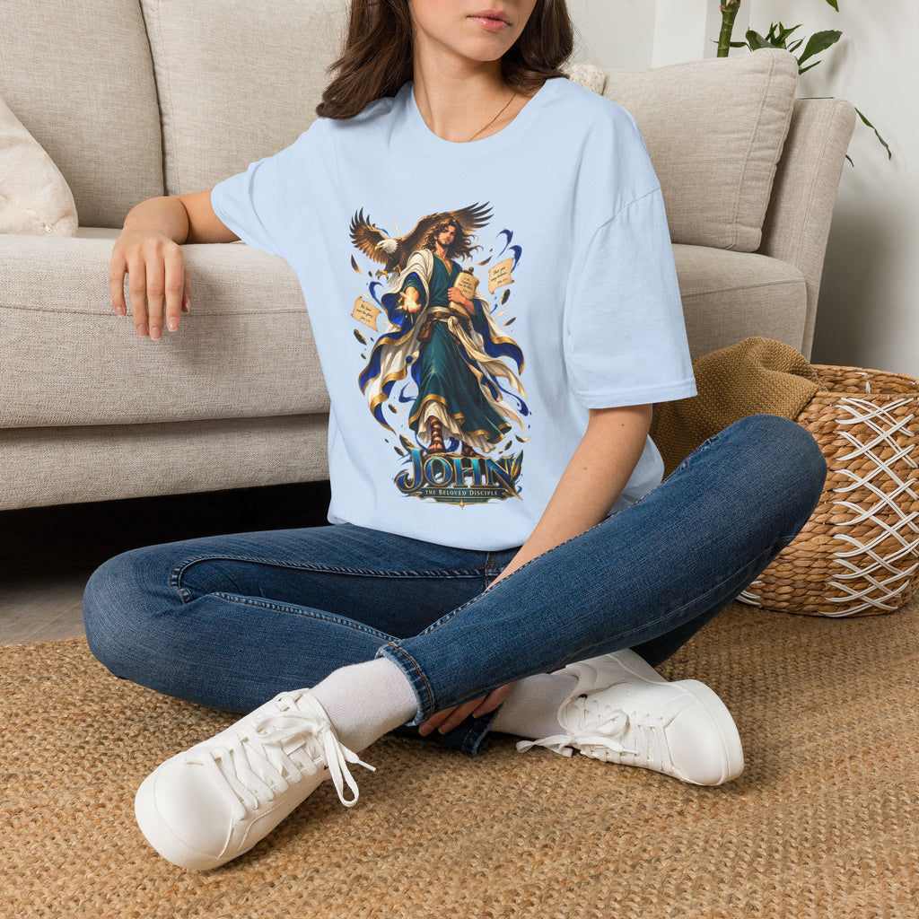 John T-Shirt — Inspirational Archangel Design with Eagle & Scrolls