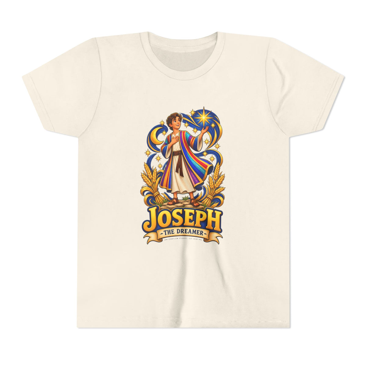 Joseph the Dreamer Youth T‑Shirt — Colorful Biblical Coat Design
