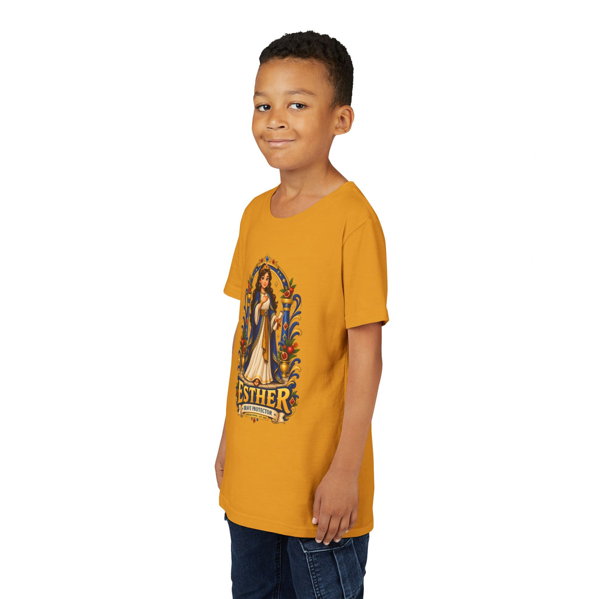 Youth Tee — "Esther" Illustrated Biblical Princess Graphic Shirt
