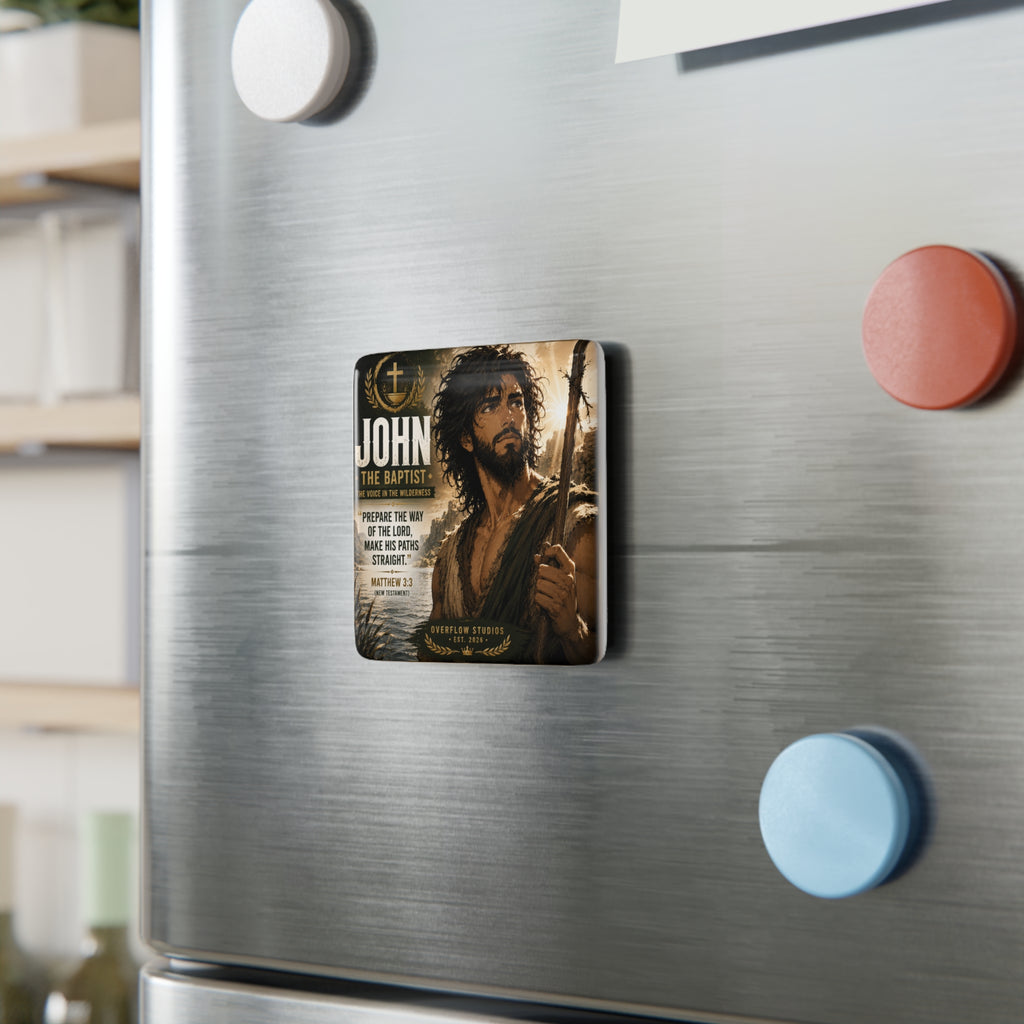 John the Baptist Porcelain Square Magnet — Biblical Matthew 3:3 Inspirational Religious Decor