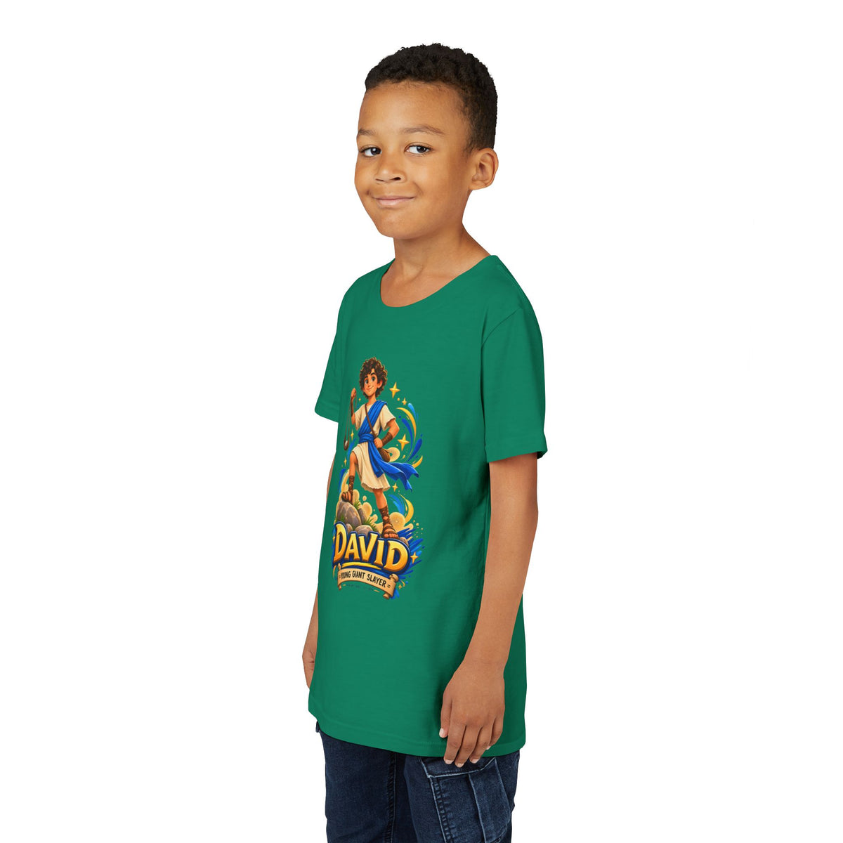 Youth Tee — “David” Biblical Kids Shirt (Courageous Little Hero)