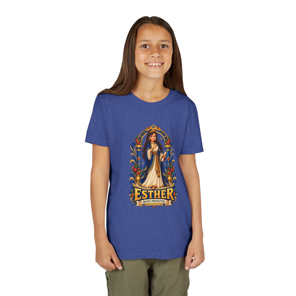 Youth Tee — "Esther" Illustrated Biblical Princess Graphic Shirt