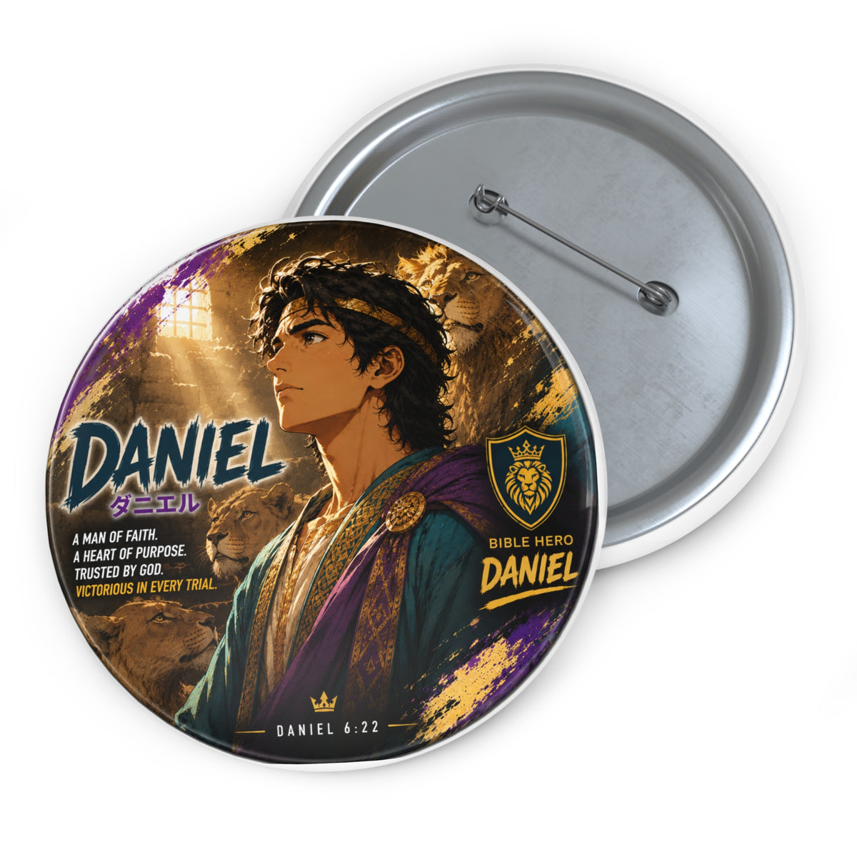 Daniel Bible Character Pin Button — Faith-Inspired Enamel-Style Badge