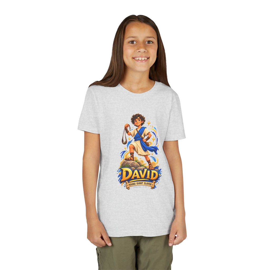 Youth Tee — “David” Biblical Kids Shirt (Courageous Little Hero)