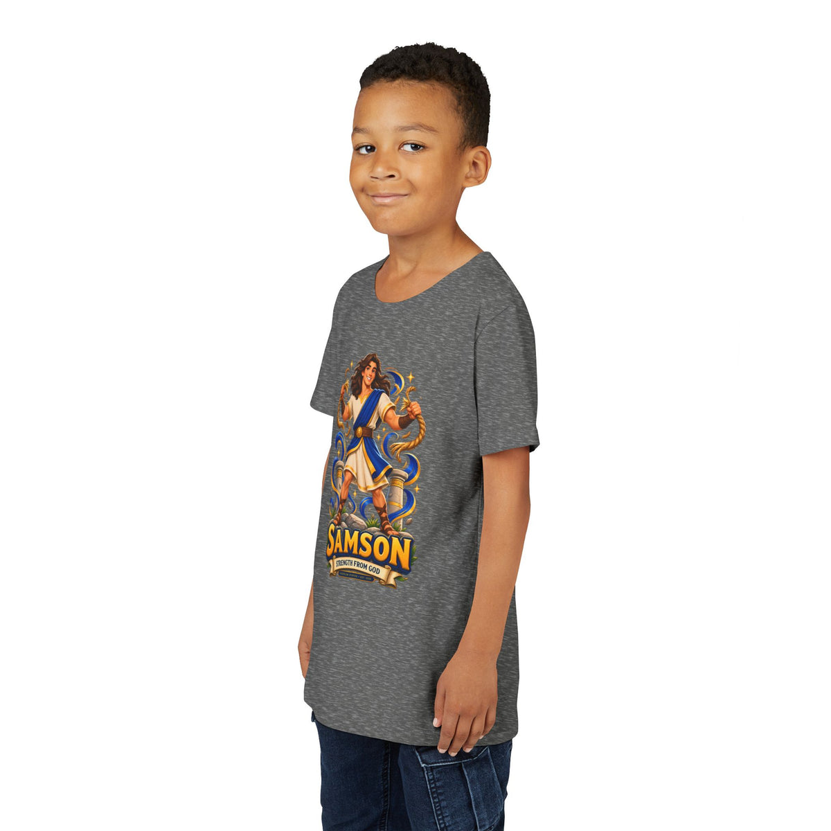 Samson Youth Tee — Biblical Hero Graphic Shirt