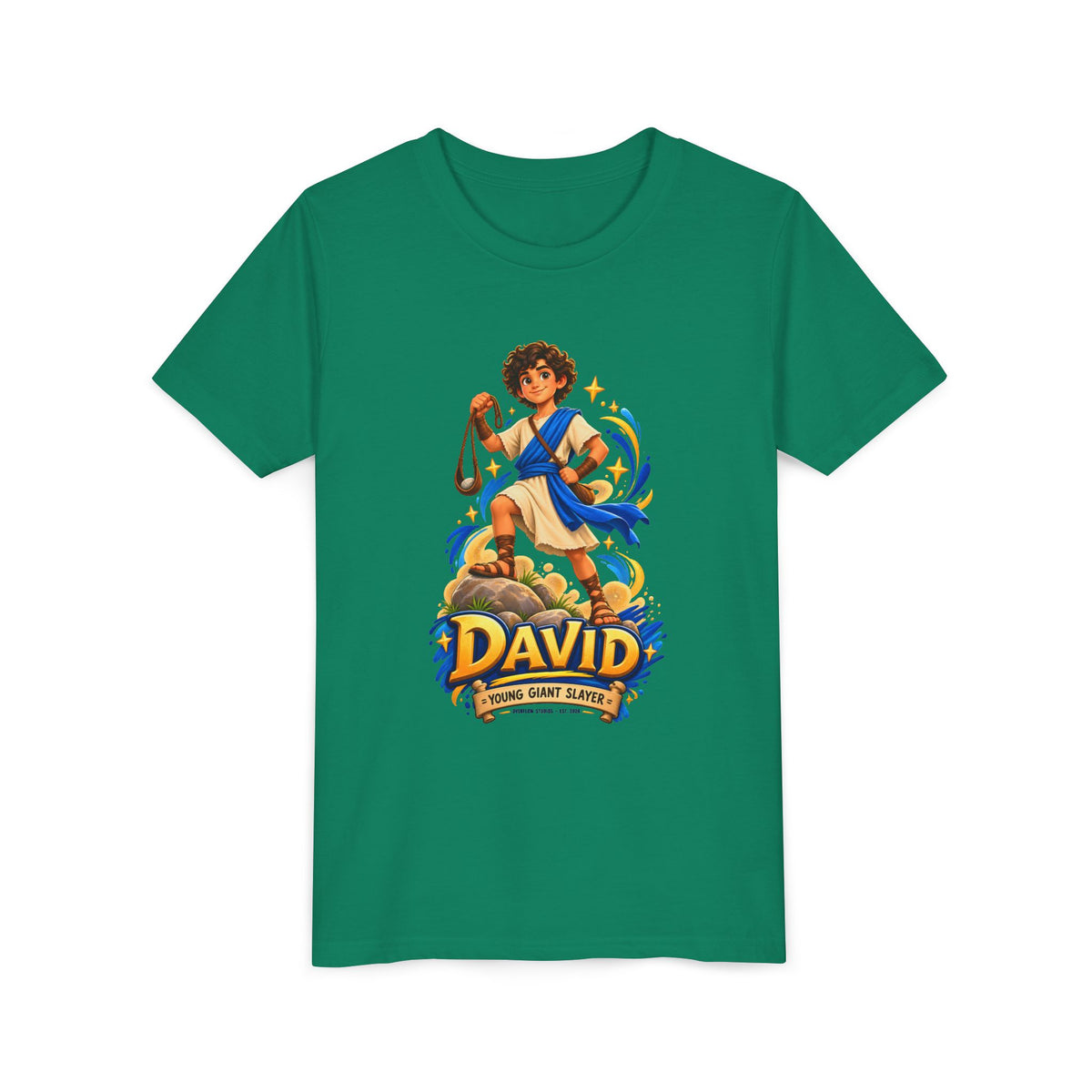 Youth Tee — “David” Biblical Kids Shirt (Courageous Little Hero)