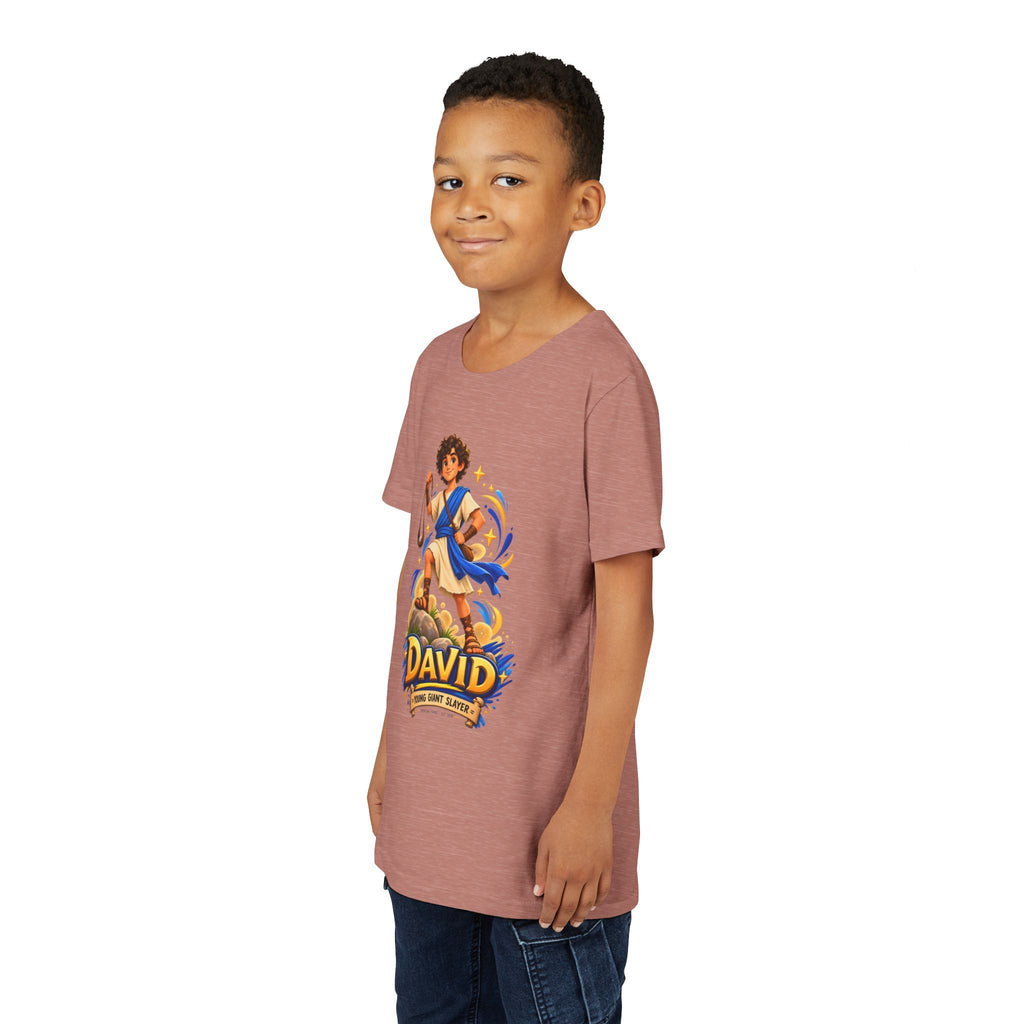 Youth Tee — “David” Biblical Kids Shirt (Courageous Little Hero)