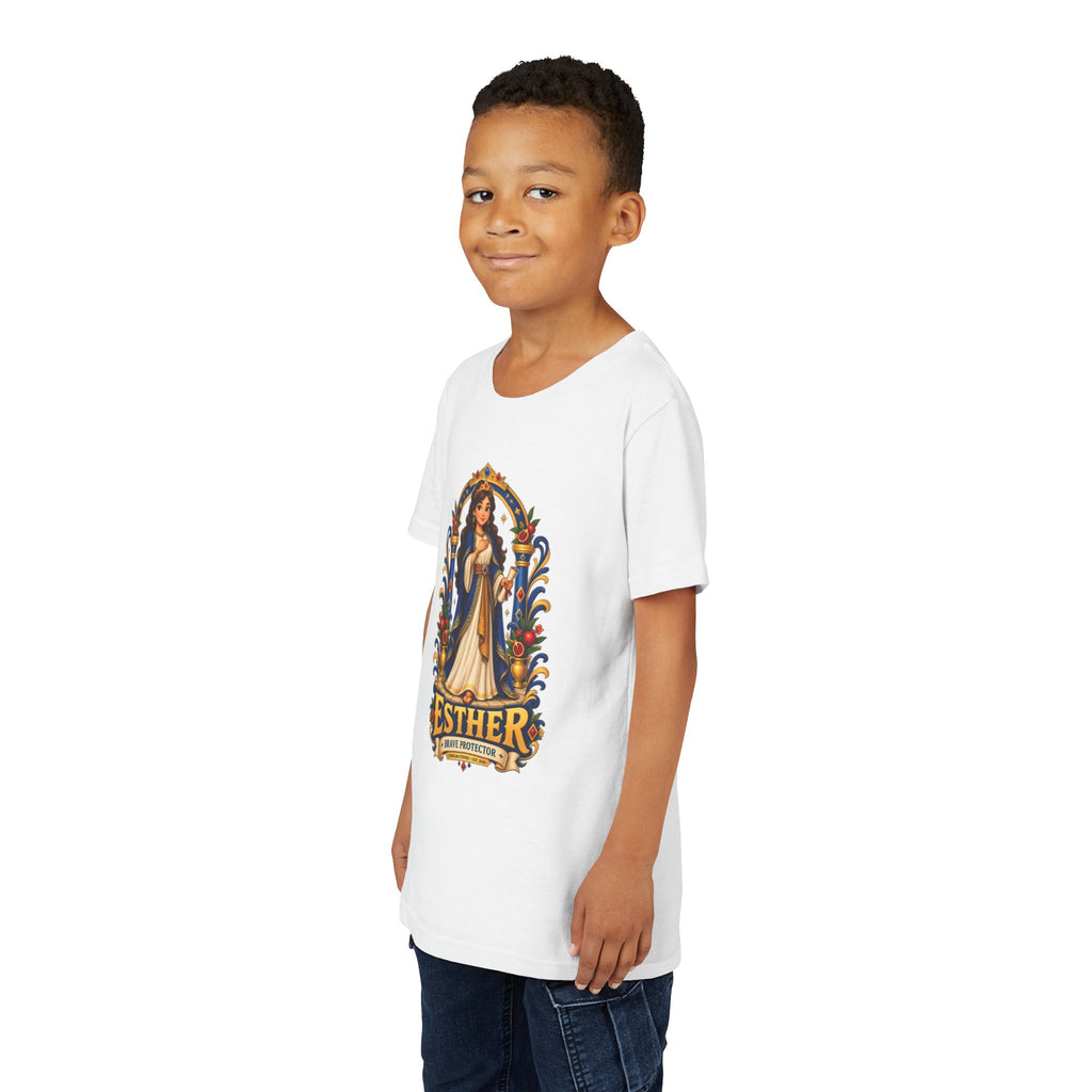 Youth Tee — "Esther" Illustrated Biblical Princess Graphic Shirt