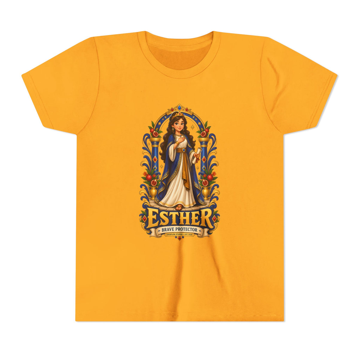 Youth Tee — "Esther" Illustrated Biblical Princess Graphic Shirt