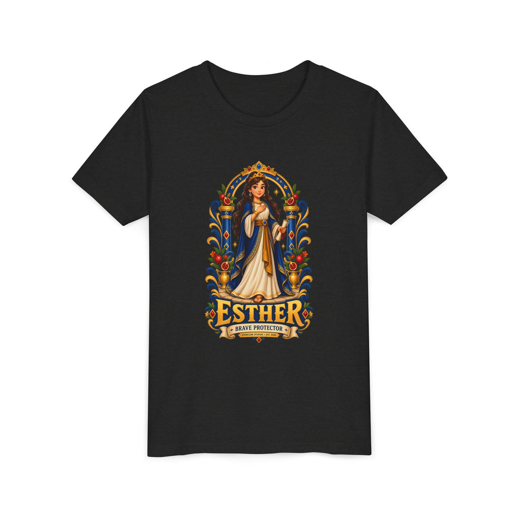 Youth Tee — "Esther" Illustrated Biblical Princess Graphic Shirt