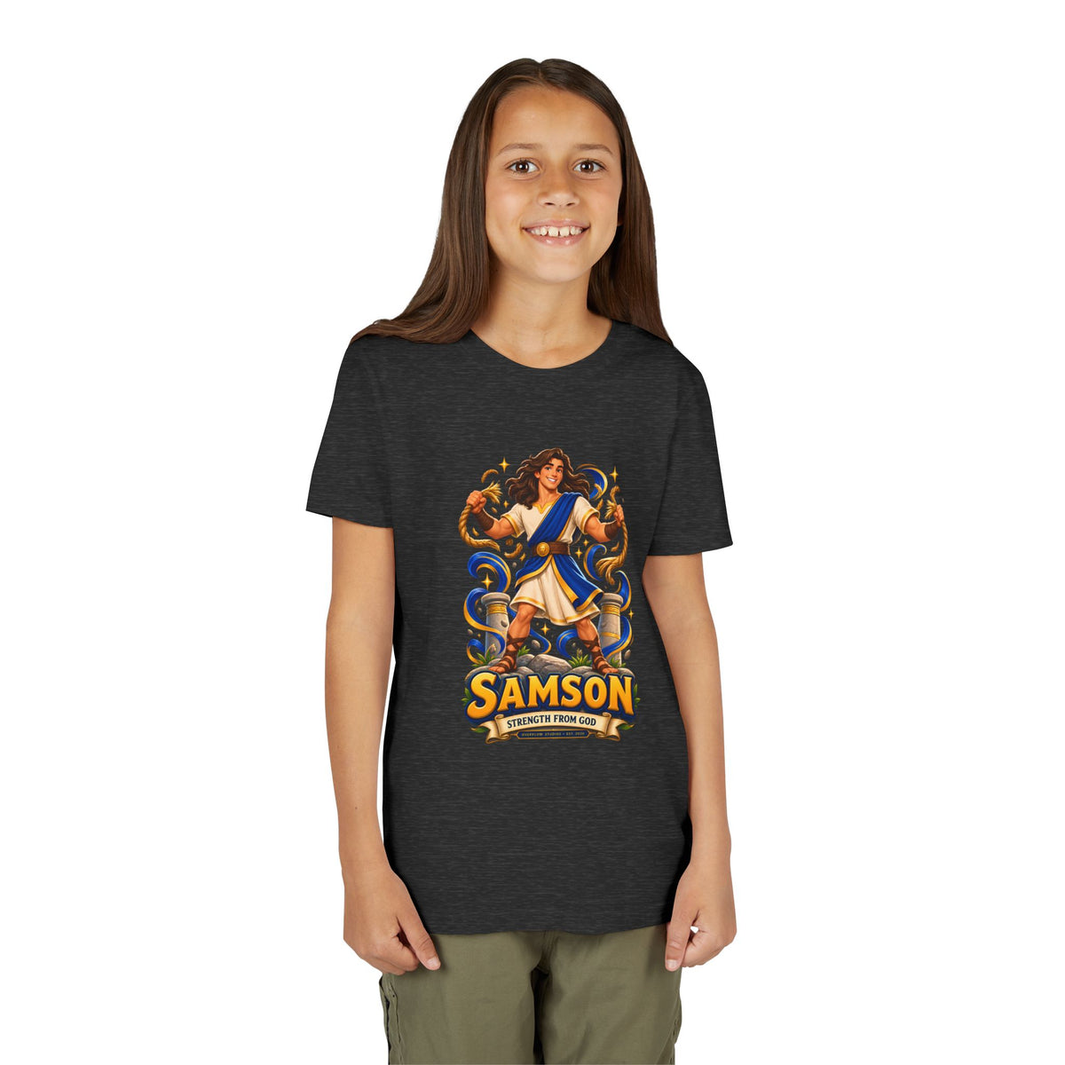 Samson Youth Tee — Biblical Hero Graphic Shirt