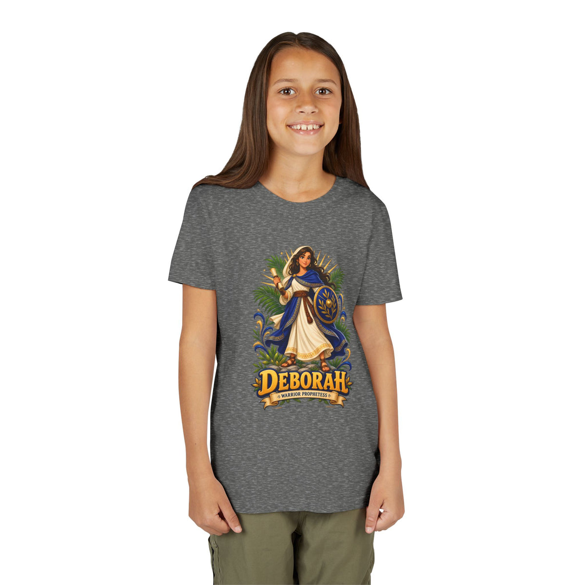 Deborah Biblical Heroine Youth Tee — "Deborah" Illustrated Name Shirt