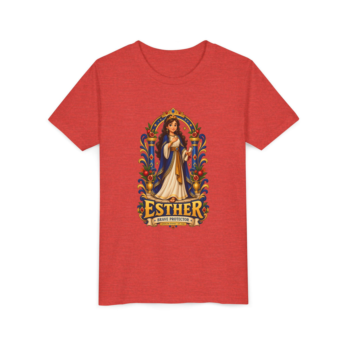 Youth Tee — "Esther" Illustrated Biblical Princess Graphic Shirt