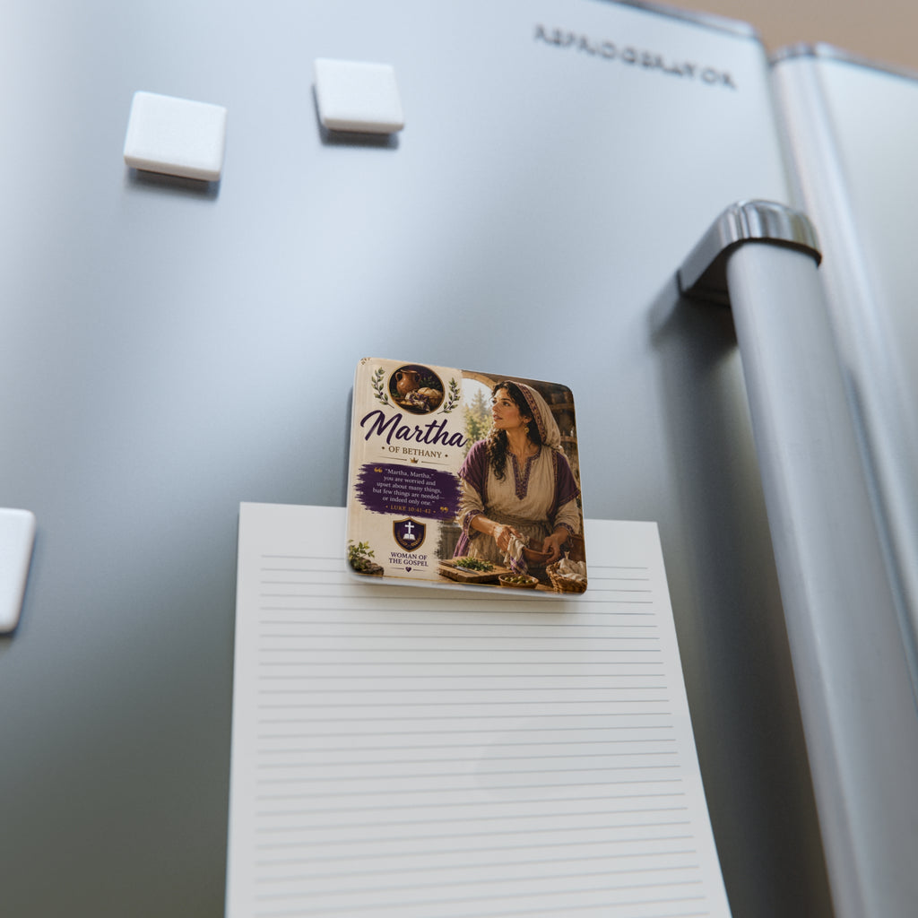 Martha of Bethany Porcelain Square Magnet – Inspirational Biblical Kitchen Decor