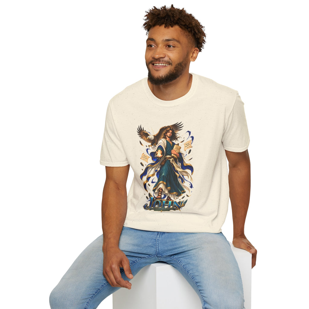 John T-Shirt — Inspirational Archangel Design with Eagle & Scrolls