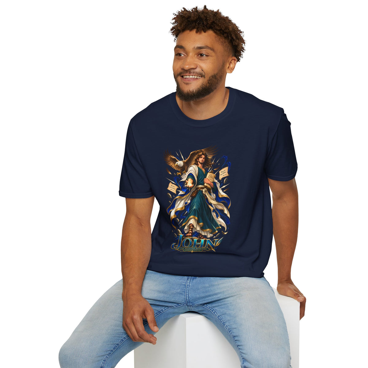 John T-Shirt — Inspirational Archangel Design with Eagle & Scrolls