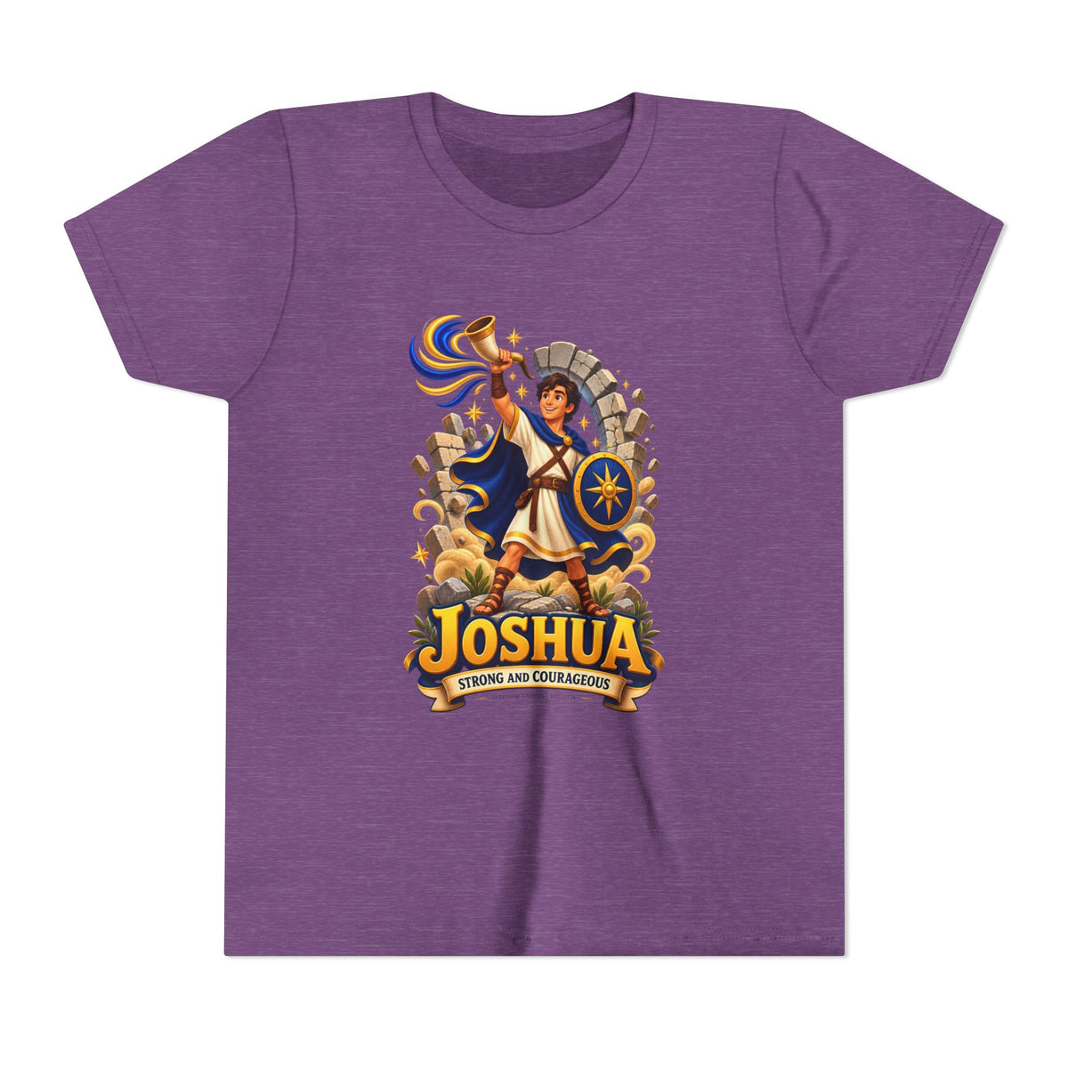 Joshua Kids T‑Shirt — ‘Strong and Courageous’ Biblical Warrior Youth Tee