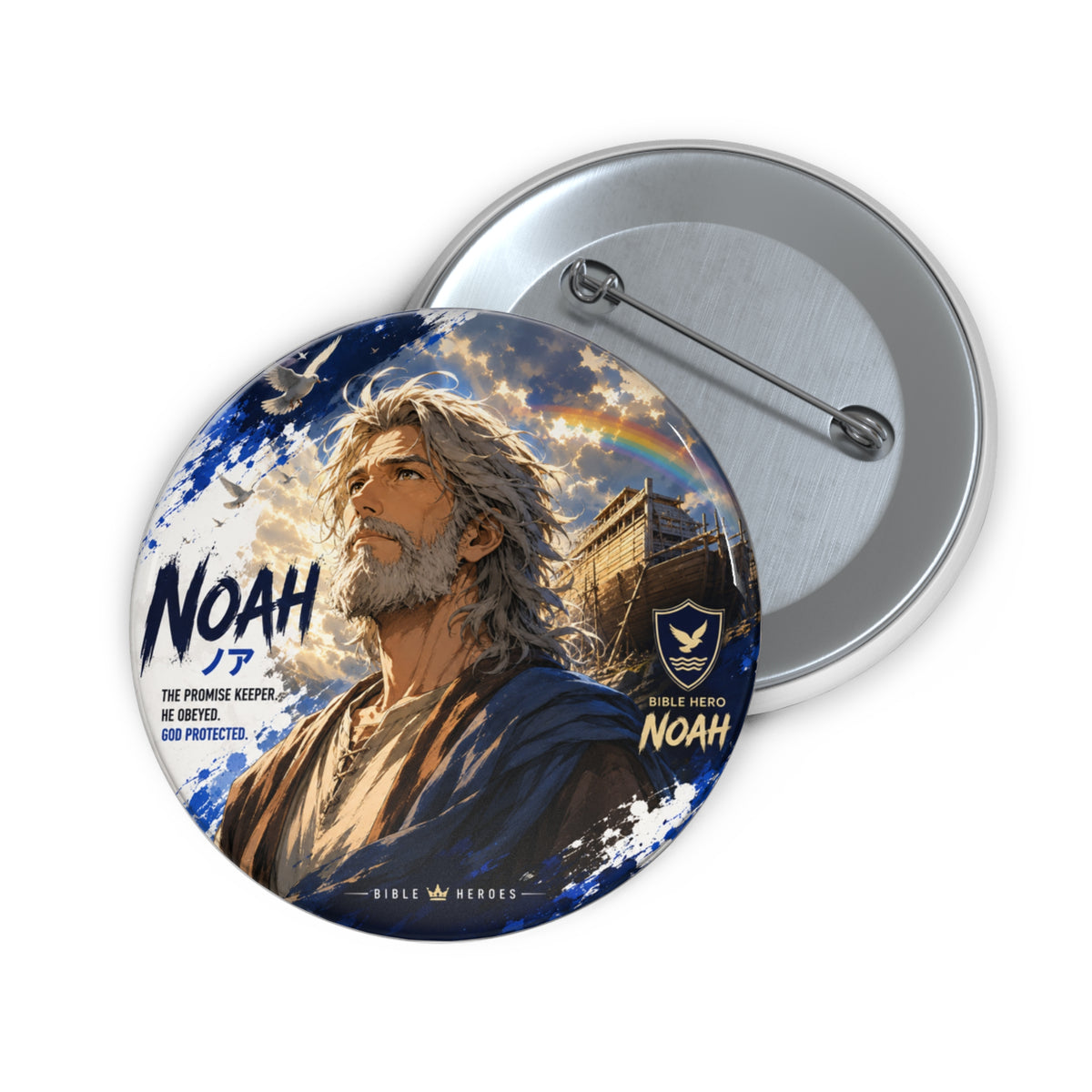 Noah Character Pin Button — Bible-Inspired Religious Badge