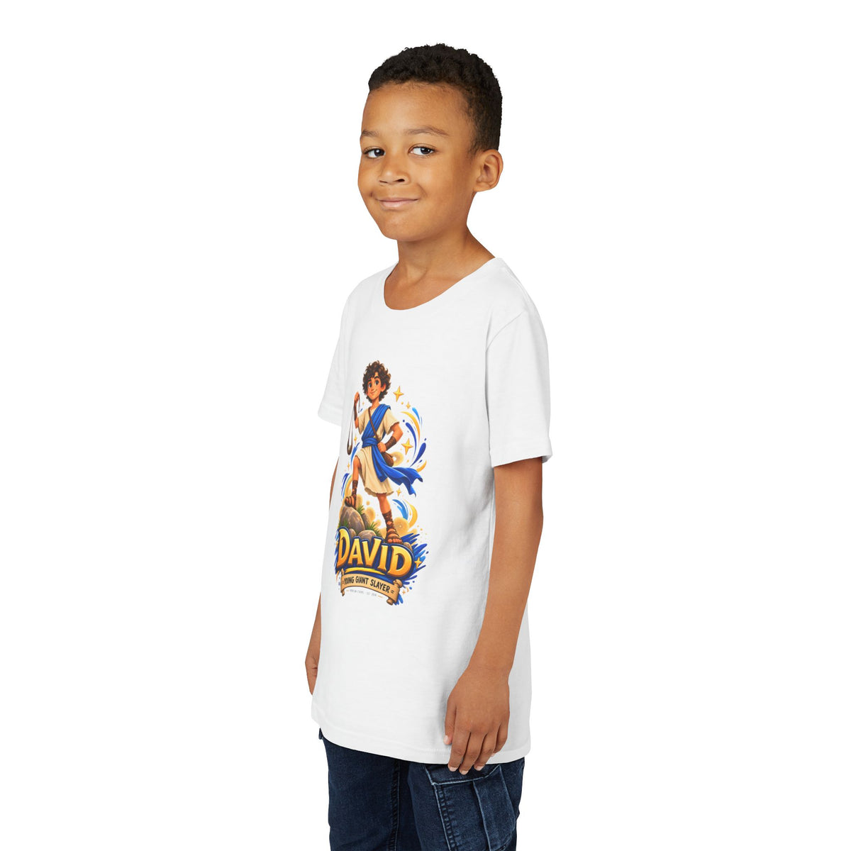 Youth Tee — “David” Biblical Kids Shirt (Courageous Little Hero)