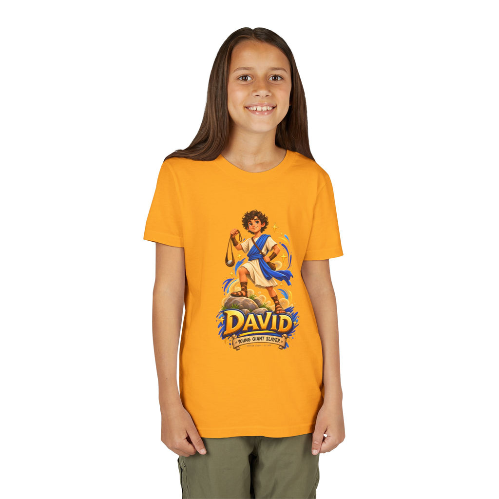 Youth Tee — “David” Biblical Kids Shirt (Courageous Little Hero)