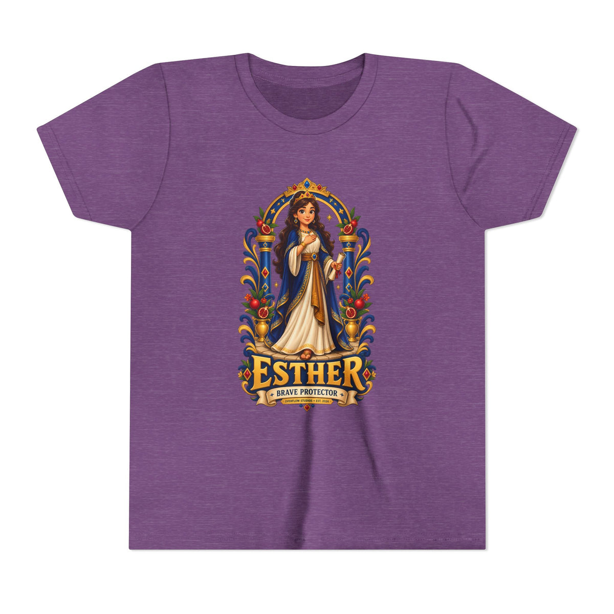 Youth Tee — "Esther" Illustrated Biblical Princess Graphic Shirt