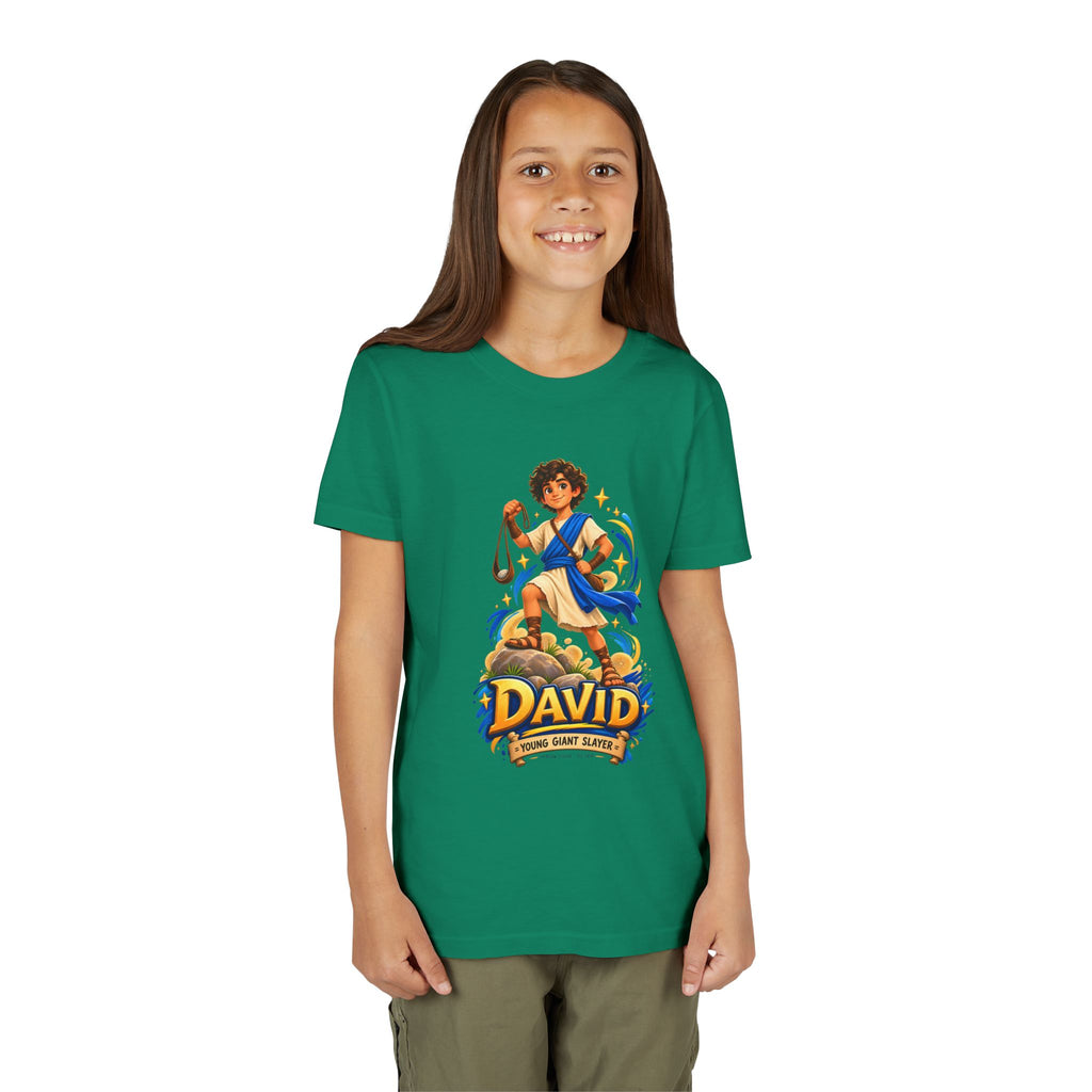 Youth Tee — “David” Biblical Kids Shirt (Courageous Little Hero)