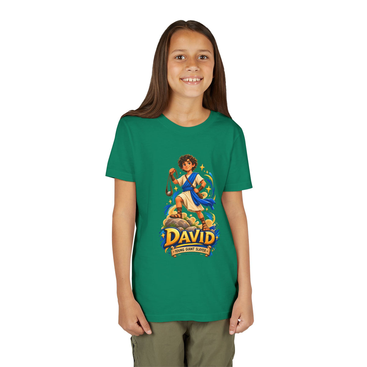 Youth Tee — “David” Biblical Kids Shirt (Courageous Little Hero)