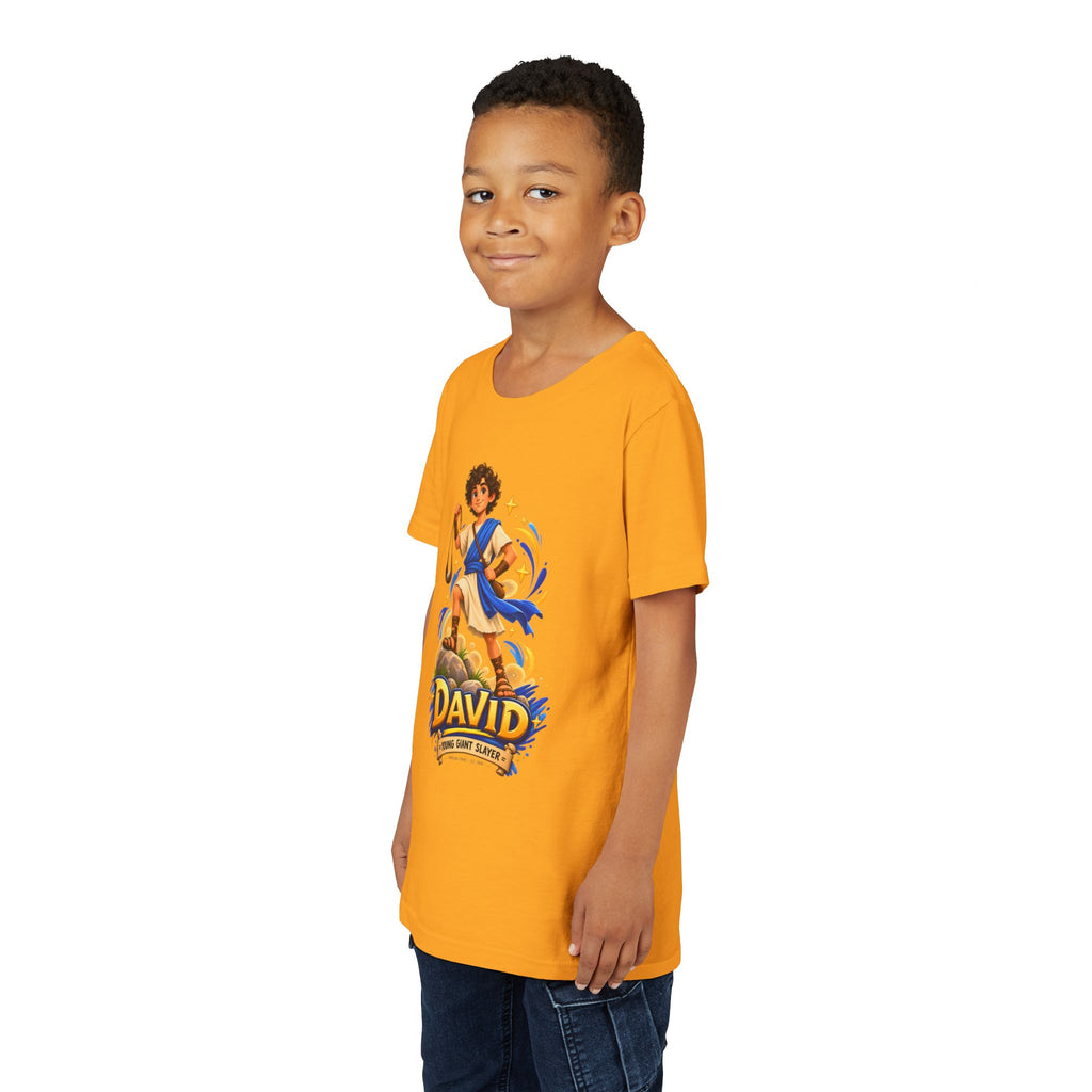 Youth Tee — “David” Biblical Kids Shirt (Courageous Little Hero)
