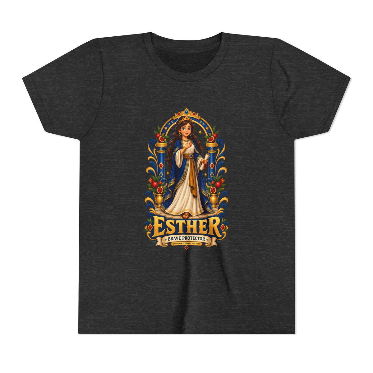 Youth Tee — "Esther" Illustrated Biblical Princess Graphic Shirt